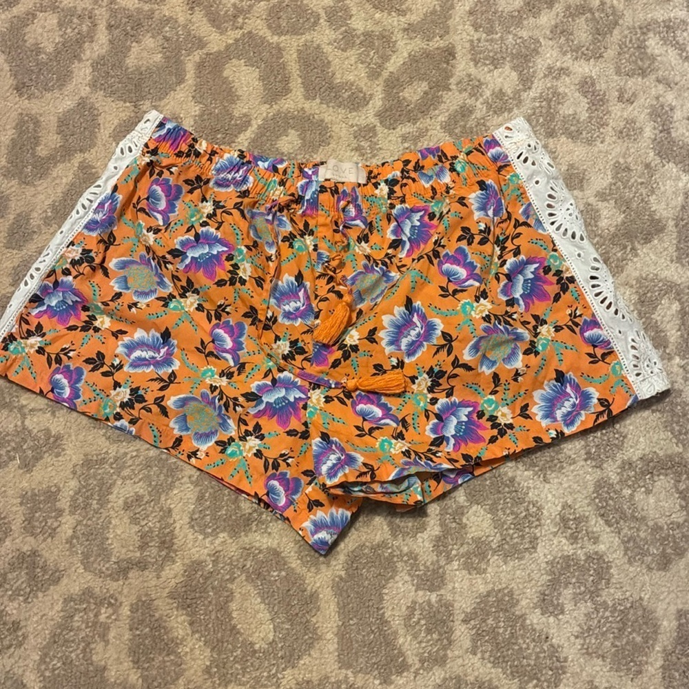 Love by GAP Sleep Pajama Shorts Floral Print Eyelet Detailing Small